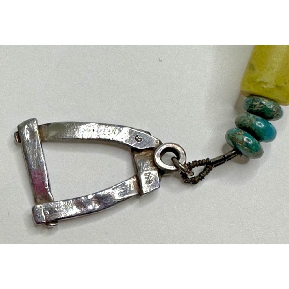 Necklace Turquoise Butterscotch Quartz Sterling Silver 999 Toggle Statement - Picture 15 of 16